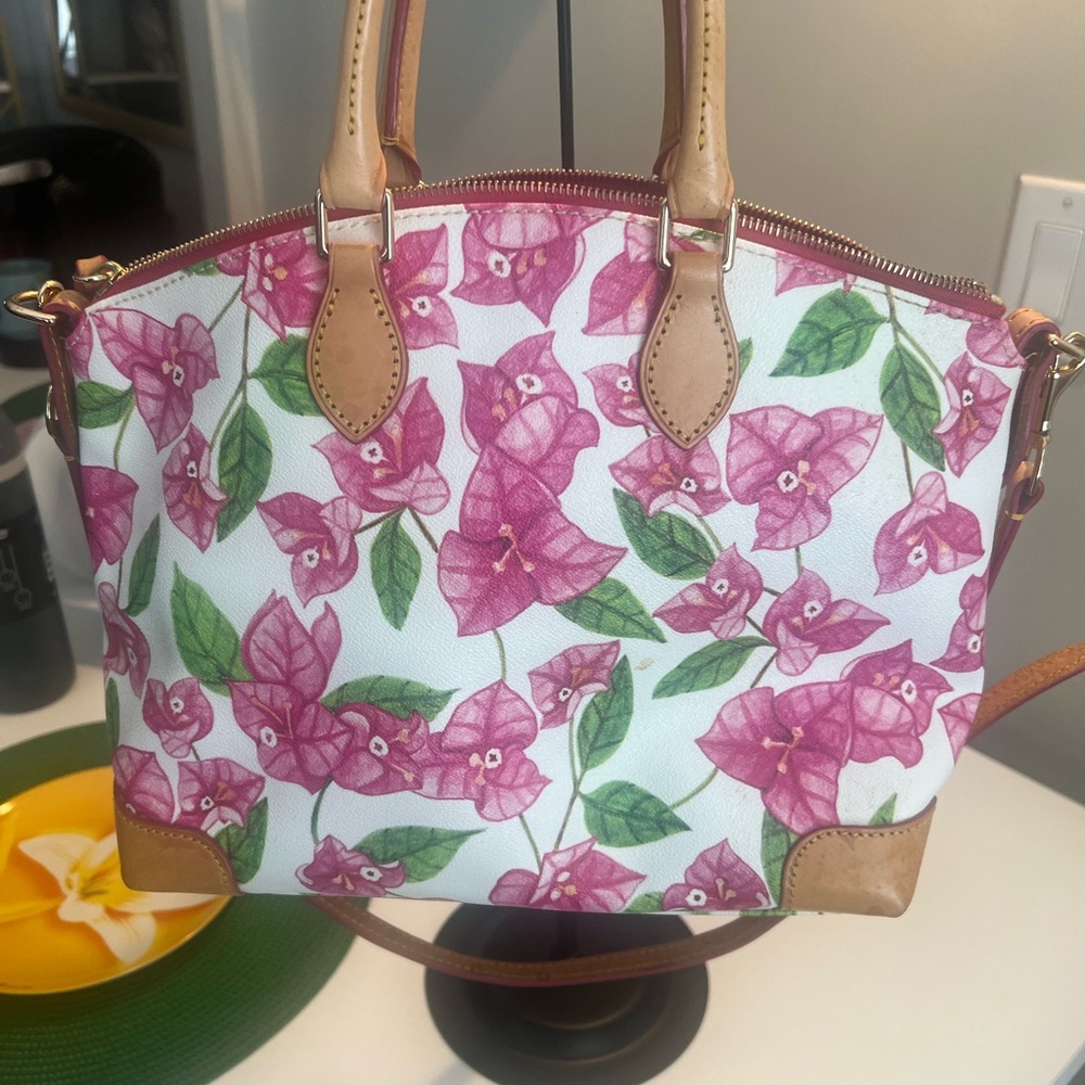 Dooney & Bourke Pink & Green Floral Satchel (includes the shoulder strap) - Picture 12 of 12